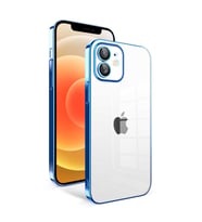 iPhone 12 Kılıf Garaj Kenarları Renkli Kamera Korumalı Kılıf (Saks)