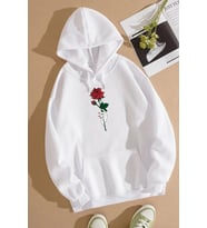 Unisex Rose Baskılı Sweatshirt (A.Beyaz)