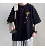 AMOR MAN ÖZEL TASARIM MİNİK KUTU KEDİLERİ BASKILI SÜPER OVERSİZE HİP HOP ERKEK T-SHIRT (Siyah)