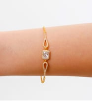(ÖZEL KUTULU) 925 Ayar Gümüş Baget Kadın Bileklik (Gold)
