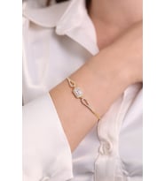 (ÖZEL KUTULU) 925 Ayar Gümüş Baget Kadın Bileklik (Gold)