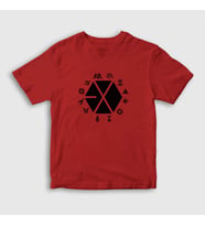 Presmono Unisex Çocuk Beyaz Symbols Logo Exo T-Shirt 61773tt (Kırmızı)