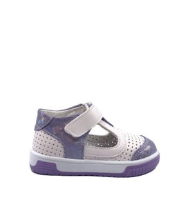 Arzen 4014 Önü Kapalı Kız Çocuk Bebe Sandalet Ayakkabı (Beyaz-Lila)