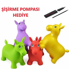 Şişme Zıp Zıp Hayvanlar Pilates Eşeği Oyuncak POMPA DAHİL (Mavi)