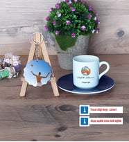 Voleybol Antrenörü Türk Kahvesi Fincanı Ahşap Altlıklı ve Fotoğraflı Ahşap Anahtarlık Hediye (Model 4)
