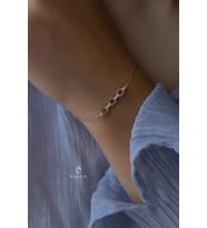Kare Model Beyaz Taşlı 925 Ayar Gümüş Bileklik (Rose)
