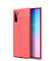 Microsonic Samsung Galaxy Note 10 Kılıf Deri Dokulu Silikon (Kırmızı)