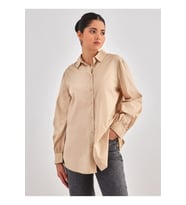 Only Kadın Relaxed Rahat Kalıp Casuall Günlük Kumaş  Gömlek - 15227677 (KAHVE)