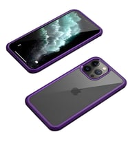iPhone 13 Pro Max Kılıf Dor Silikon Temperli Cam Kapak (Mor)