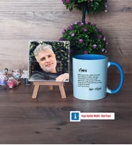 Amcaya Hediye Fotoğraflı Dekoratif Taş, Kupa Bardak Beyaz Hediye (Model 4)