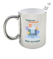 Yazılım Mühendisi Temalı Kişiye Özel İsim ve/veya Fotoğraflı Kupa Bardak No:001 (Gümüş)