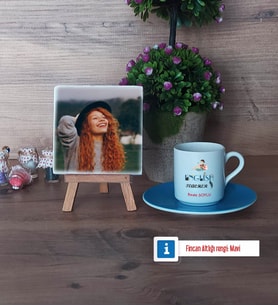 İngilizce Öğretmeni Fotoğraflı Dekoratif Taş, Ahşap Altlıklı Türk Kahvesi Fincanı Hediye Öğretmen Günü Hediyesi (Model 5)