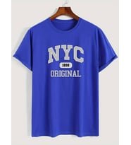 NYC Baskılı Unisex Oversize Tshirt (Mavi)