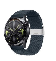 Sneezy Huawei Watch Gt4 46mm İle Uyumlu 22mm Metal Klips Solo Fiberlink Örgü Kordon (Koyu Mavi)