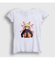 Presmono Kadın Sarı Fuinjutsu Anime Naruto T-Shirt 132030tt (Beyaz)