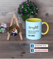 Sevgiliye Hediye Kupa Bardak Beyaz ve Fotoğraflı Ahşap Anahtarlık Hediye (Model 7)