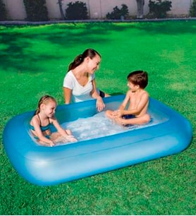 POMPA ile birlikte - Bestway 51115, Şişme Zeminli Çocuk Havuzu-165x104x25 cm (Mavi)