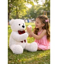 Oturan Peluş Ayıcık Papyonlu – Yumuşak ve Sevimli Hediyelik Ayı (Beyaz)