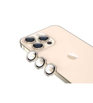 Uyumlu Model Apple iPhone 13 Pro Taşlı Kamera Lens Koruyucu Çerçeveli Koruyucu (Gold)