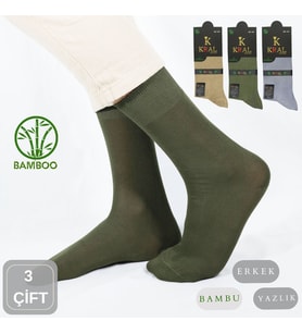 Bambu Erkek Soket Düz Uzun Çorap Klasik Yazlık Dikişsiz 3'lü Premium Set (Model 4)