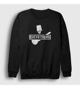 Presmono Unisex Beyaz Logo Buckethead Sweatshirt 456541tt (Siyah)