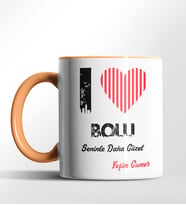 Kişiye Özel Bolu Seninle Daha Güzel Tema Siyah Renk Kupa (Turuncu)