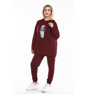 Monox Kadın Oys Paça Lastikli Modal Takım (Bordo)