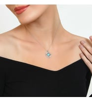 OPAL TAŞLI PUSULA KOLYE - 925 AYAR GÜMÜŞ KOLYE (Mavi)