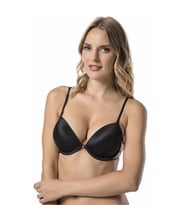 Le Jardin Valeria Biyeli Taşlı Mikro Push-up Arkası İp Detaylı Sütyen - 7007 (Siyah)