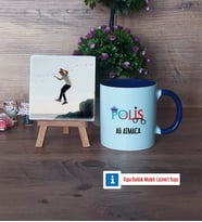 Polis Fotoğraflı Dekoratif Taş, Kupa Bardak Beyaz Hediye (Model 3)