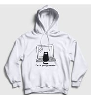 Presmono Unisex Gri Cat Purrgrammer Developer Yazılımcı Kapüşonlu Sweatshirt 331487tt (Beyaz)