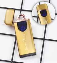 Kişiye Özel Gold Rose Detaylı USB Şarjlı Dokunmatik Alevsiz Elektronik Çakmak (Sarı)
