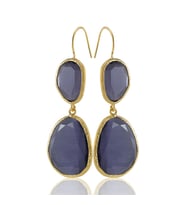 Kadir Jewellery 22 Ayar Altın Kaplama Kadın Sallantılı Küpe -El İşçiliği Ve Hipoalerjenik Küpe (Mor)