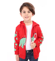 Toontoy Erkek Çocuk Baskılı Hırka (Kırmızı)
