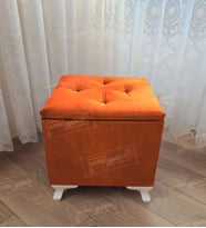 Lüks Sandıklı Tabure Puf 45 x 45 cm (Turuncu)
