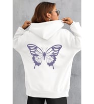 Unisex Butterfly Baskılı Sweatshirt (A.Beyaz)