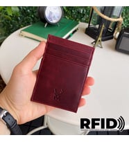 Modica Lotus - Hakiki Deri RFID Korumalı Sihirbaz Cüzdan (Bordo)