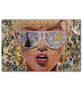 Cakapuzzle Yıldızlı Gece Desenli Gözlüklü Retro Kız Puzzle Yapboz MDF (Ahşap) (500 Parça)