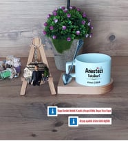 Anestezi Teknikeri Kupa Bardak Beyaz ve Fotoğraflı Ahşap Anahtarlık Hediye (Model 8)
