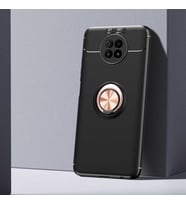 Xiaomi Redmi Note 9 5G Kılıf Yüzüklü Magnetli Ravel Case (Siyah-Rose Gold)