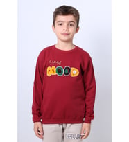 ERKEK ÇOCUK ŞARDONLU SWEAT MOOD NAKIŞ DETAYLI RİBANALI E35 (Bordo)