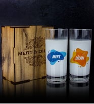 eJOYA Kişiye Özel Kutusunda 2'li Rakı Bardağı Hediye Seti 107147 (Mavi)