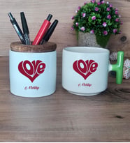 Love Sevgili Hediye Sepeti Kupa Bardak T Kulplu, Kalemlik Hediyeleri Sevgiliye Sevgililer Günü Hediyesi (Model 8)
