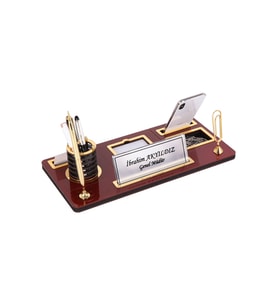 MIKNATISLI DOĞAL AHŞAP EL YAPIMI BORDO MASA İSİMLİĞİ ALTIN MASA ÜSTÜ İSİMLİK (Gold)