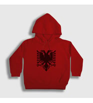 Presmono Unisex Çocuk Beyaz Albania Arnavutluk Bayrağı Kapüşonlu Sweatshirt 494919tt (Kırmızı)