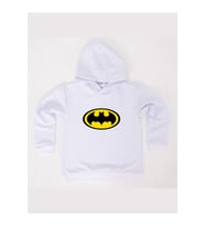 Batman Baskılı Kapüşonlu Pamuklu Kumaş Çocuk Sweatshirt (Beyaz)