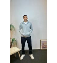 Erkek 3 iplik Yarım Fermuarlı Kanguru Çepli Sweatshırt spr24sw22 (Açık Gri)