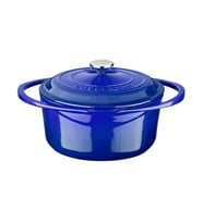 Lava Döküm Yuvarlak Tencere Döküm Demir Kapak Heritage Serisi Çap(Ø)20cm (Mavi)