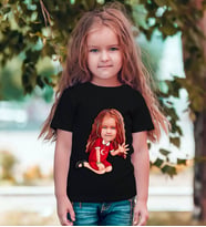 BK Gift Kişiye Özel Kız Çocuk Karikatürlü Beyaz T-Shirt-2 (Siyah)