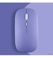 Apple Macbook Şarj Edilebilir Sessiz Mouse Bluetooth + 2.4Hz Wifi Kablosuz Mouse Fare (Lavanta)